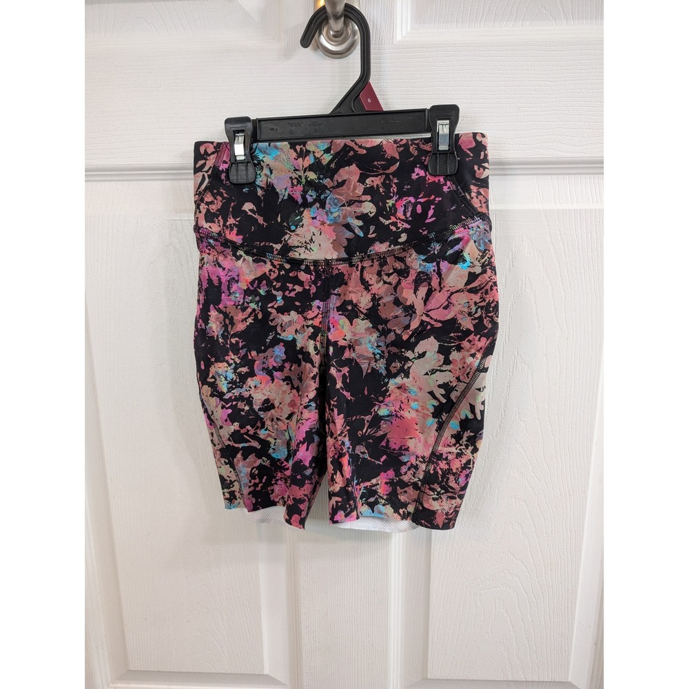 Lululemon Base Pace High Rise Biker Shorts Stencil Blossom Red Multi - Size 2